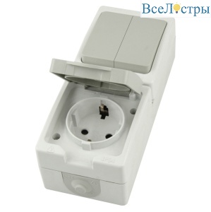 Розетка одноместная с/з + выключатель двухклавишный Stekker Велена PST16-21-54V/10-221-54 49739