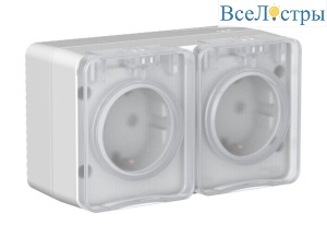 Розетка двойная с/з со шт.16А Systeme Electric AtlasDesign Profi54 Наруж ATN543026