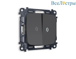 Комплект механизма 2-кл проходного выключателя с подсветкой Ambrella Volt Omega MO904035