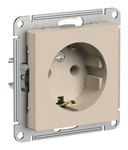 Розетка с/з, 16А, механизм Systeme Electric AtlasDesign Песочный ATN001243