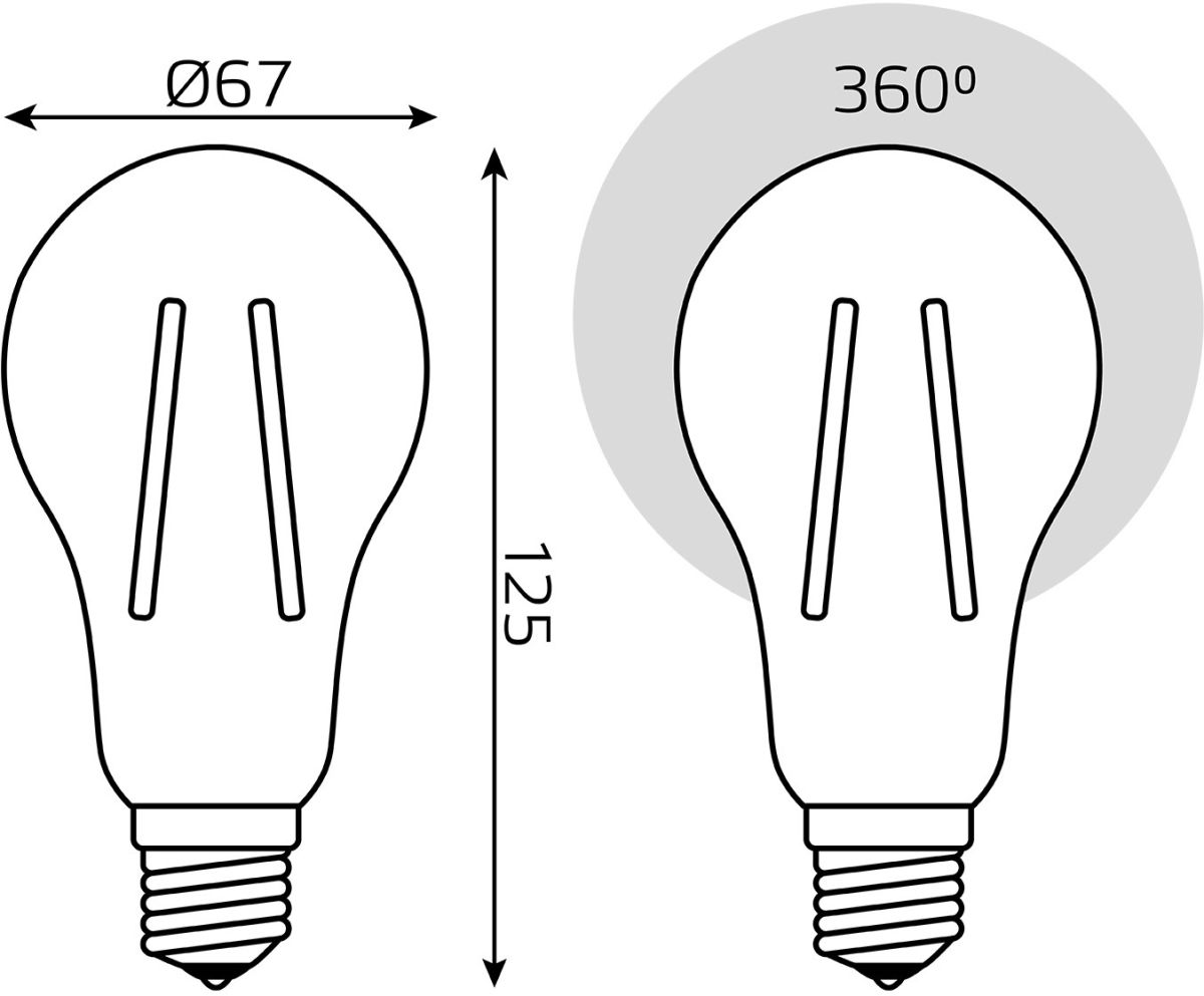 светодиодная филаментная лампа gauss basic filament е27 21w 2700к 40712112