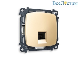 Комплект механизма телефонной розетки RJ-11(4P4C) со шторкой Ambrella Volt Omega MO612030