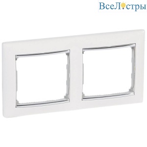 Рамка 2-постовая Legrand Valena белая/серебряный штрих 770492