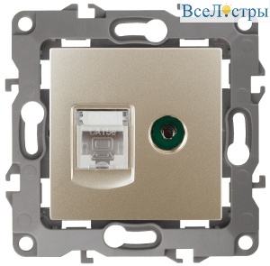 Розетка комбинированная RJ45+TV Эра 12-3110-04 Б0027444