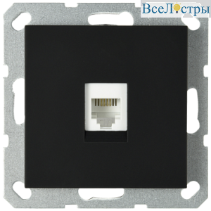 Интернет розетка Jasmart разъем RJ45 с накладкой черный матовый (soft touch) G6105PB