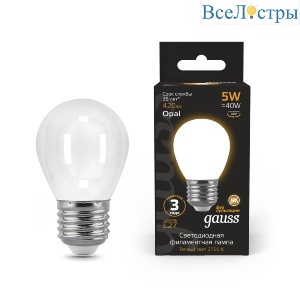 Лампа светодиодная филаментная Gauss E27 5W 2700К матовая 105202105