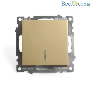 Выключатель одноклавишный Stekker Катрин с подсветкой золото GLS10-7101-08 49215