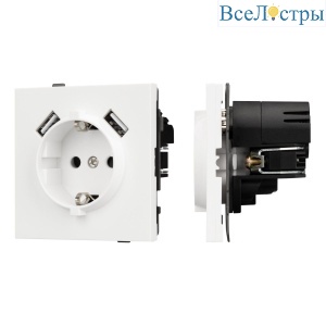 Механизм розетки с USB зарядкой Arlight SCT-TENDO-MUAA-SFPL-WH (230V, 16A) 054606
