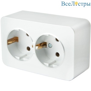 Розетка двойная 2P+PE Stekker София белый MST16-12-01 49304