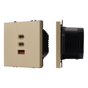 USB Розетка тип А+С+С софт-тач золотой песок Arlight SCT-MUACC-SFPL-FC-GD (65W, QC3) 061836(1)