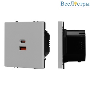 Механизм розетки Arlight с быстрой USB зарядкой SCT-NOBE-MUAC-SFPL-FC-IS (65W, QC3) 059447