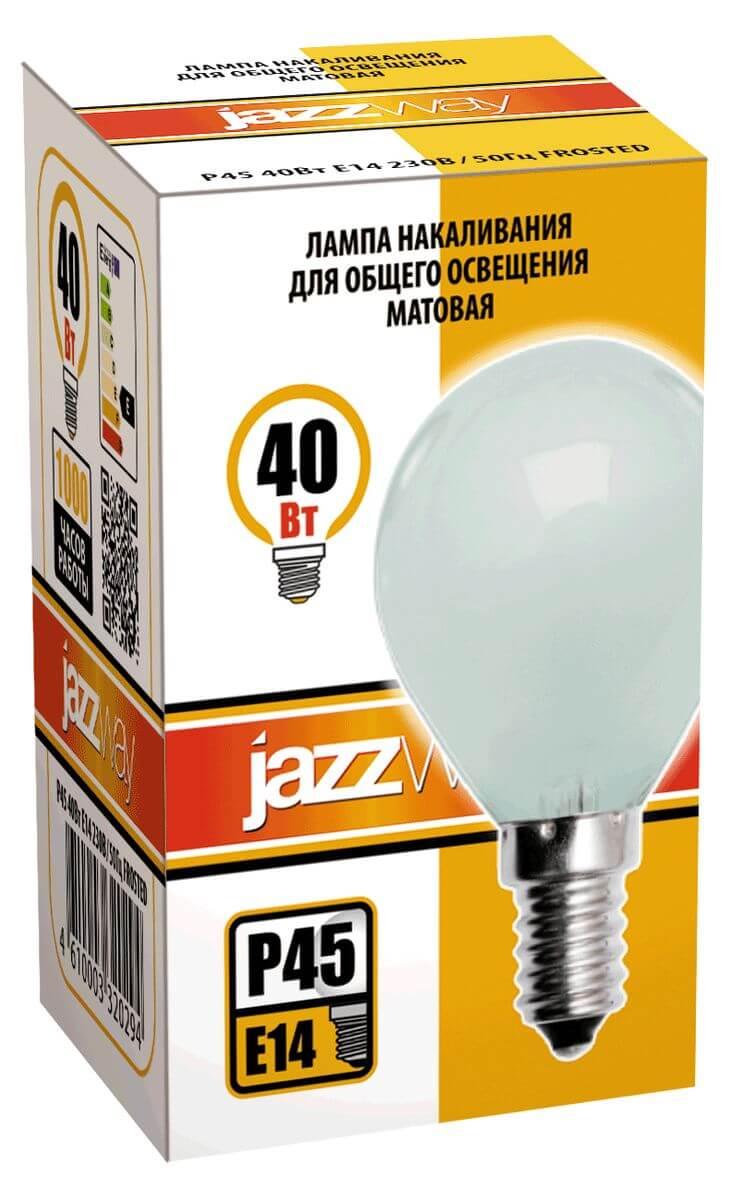 лампа накаливания jazzway e14 40w 2700k матовая 3320294