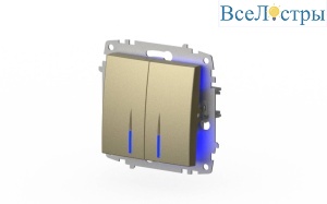 Выключатель двухклавишный с подсветкой ELBI Zena Vega 609-011400-203