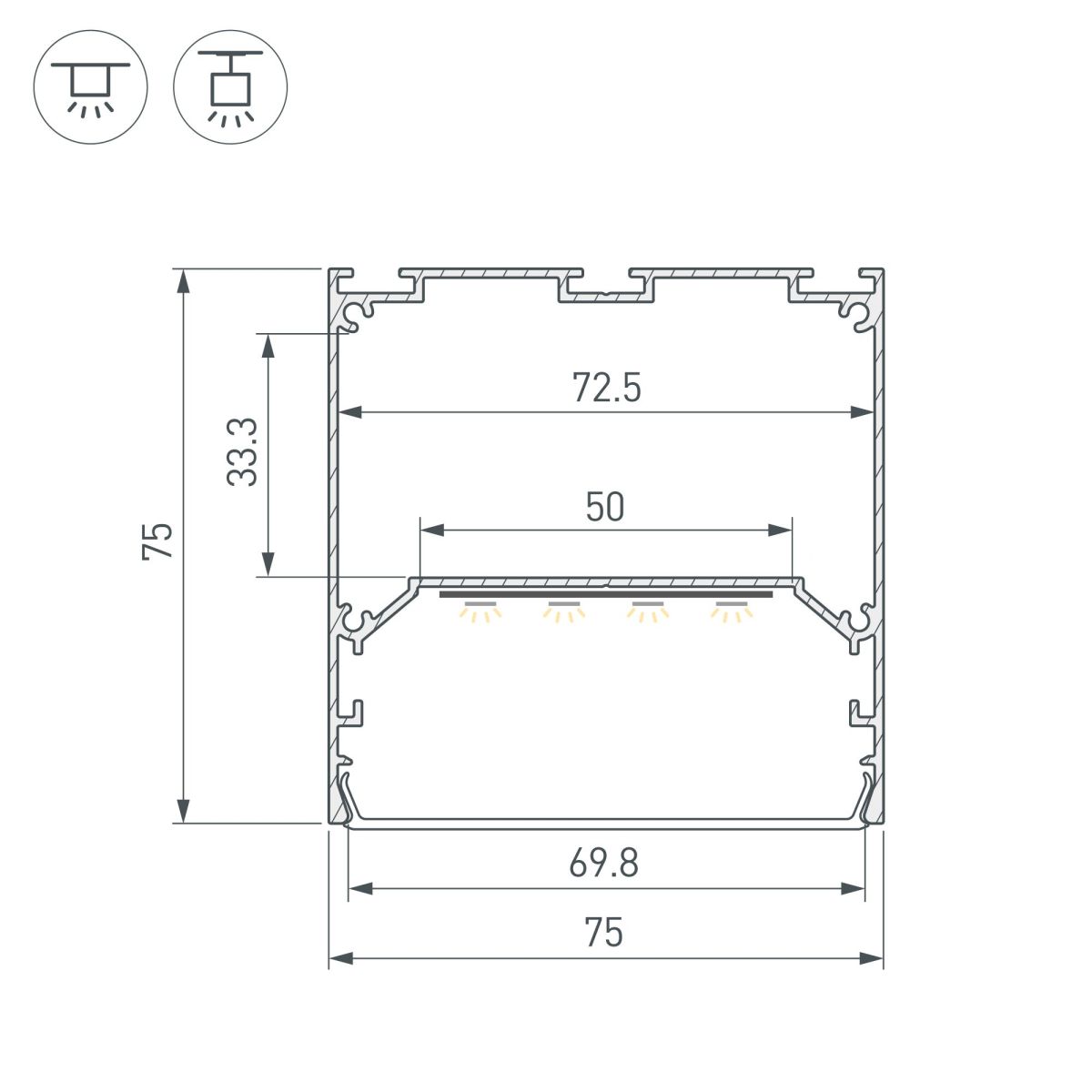 профиль arlight line-m-7575-2000 white 058157