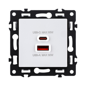 Розетка USB A+C 65W, белый Kollinger Asthetik AS-024WH