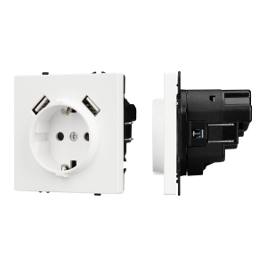 Розетка зк со шторками с USB тип А+А софт-тач белый кварц Arlight SCT-MUAA-SFPL-WH (250V, 16A) 054288(1)