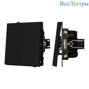 Механизм выключателя двухклавишный непроходной Arlight SWT-TENDO-MK02-SFPL-BK (230V, 10A) 054544
