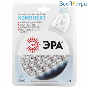 Светодиодная лента ЭРА 4,8W/m 30LED/m 2835SMD холодный белый 1,2M 2835move-4,8-30-12-6500-1,2m Б0043071