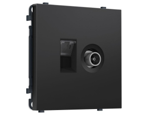 Комплект механизма розетки компьютерной + TV оконечной SIGMA Черный матовый RJ-45 Ambrella Volt MS812510 (SP8125, PR195)