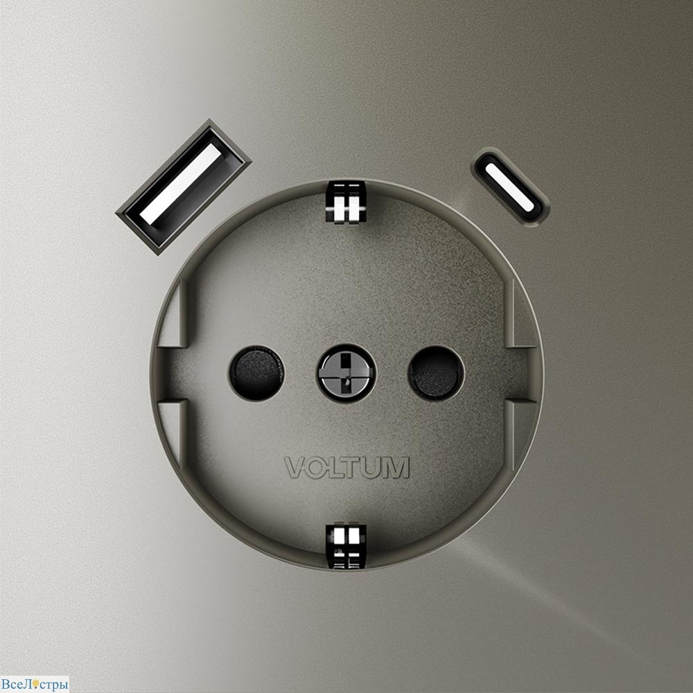 розетка с usb, a+c voltum s70 vls040504 (шелк)