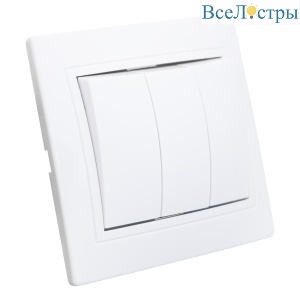 Выключатель 3 кл. скрытой установки 10А 250В IP20, белый (керамика) "Дельта" General 477209