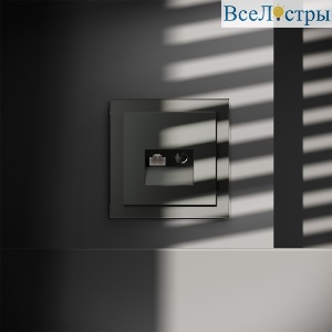Розетка телевизионная встраиваемая Voltum S70 TV+RJ45 кат. 6, (титан) VLS060706