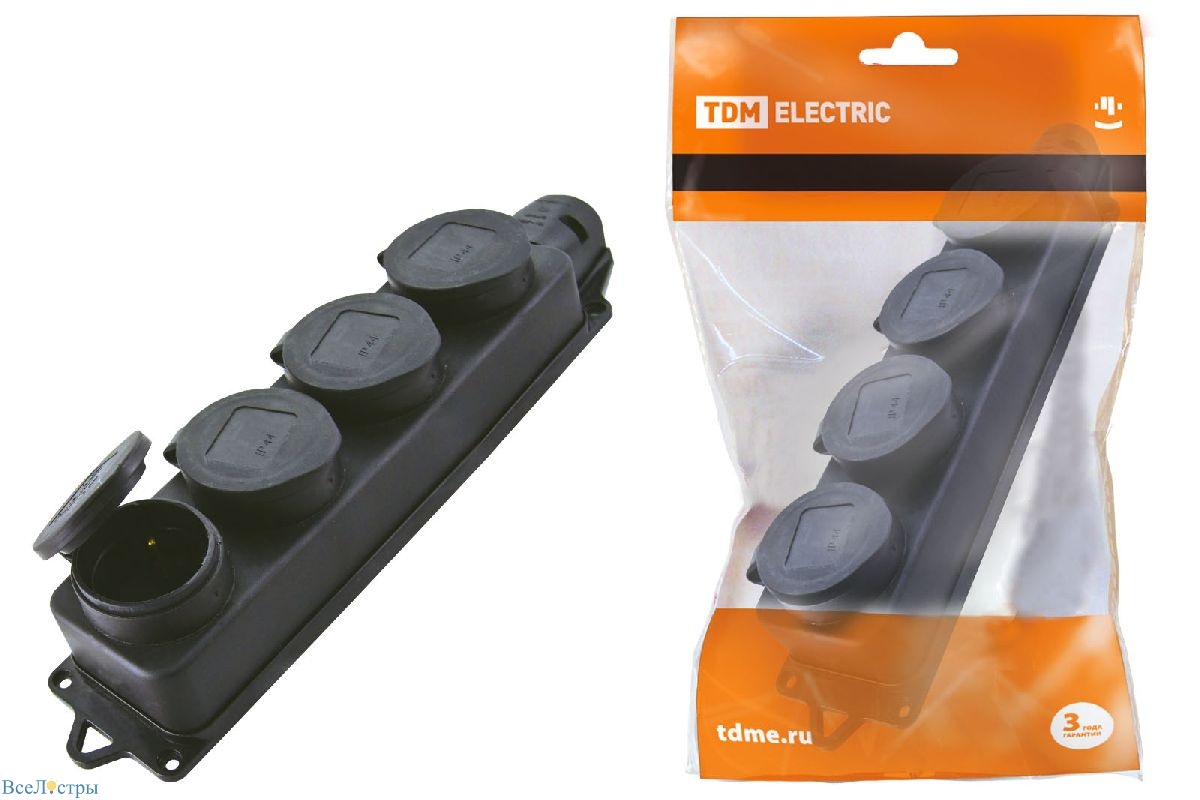 розетка четырехместная с заглушками tdm electric sq0612-0011