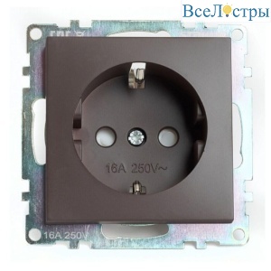 Розетка однаместная с защитной шторкой Stekker Катрин шоколад GLS16-7110-04 49028