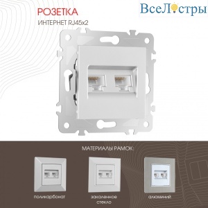 Розетка двойная RJ45 Arte Milano 203.45-2.silver
