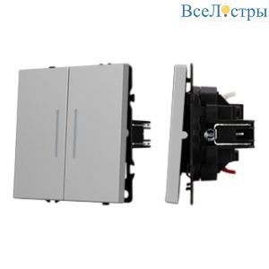 Механизм звонкового выключателя двухклавишный Arlight LED SWT-NOBE-MKR2-SFPL-L-IS (230V, 10A) (Никель) 061788(1)