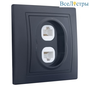 Розетка двойная компьютерная RJ45 скрытой установки IP20, черная "Дельта" General 477331