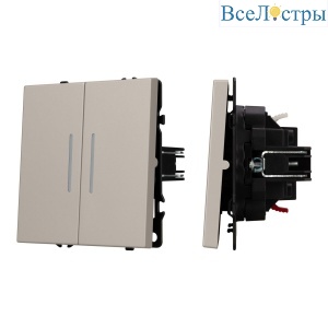 Механизм выключателя двухклавишный проходной Arlight LED SWT-NOBE-MKP2-SFPL-L-CA (230V, 10A) 059421
