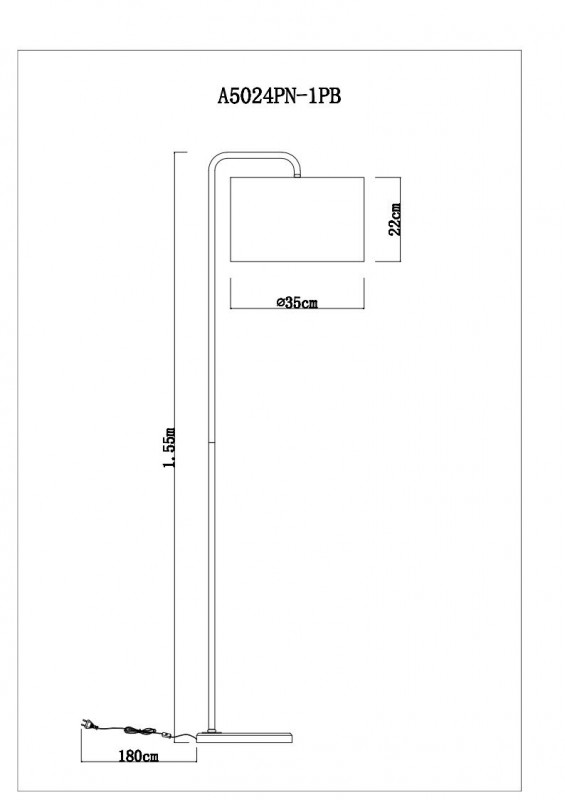 торшер arte lamp a5024pn-1pb