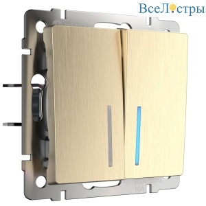 Выключатель двухклавишный с подсветкой Werkel шампань рифленый W1120110 4690389160233