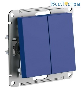 Выключатель 2-клавишный, сх.5, 10АХ, механизм Systeme Electric AtlasDesign Аквамарин ATN001151