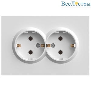 Розетка двойная 2P+PE Stekker Эмили со шторками белый фарфор RST16-5114-01 49882