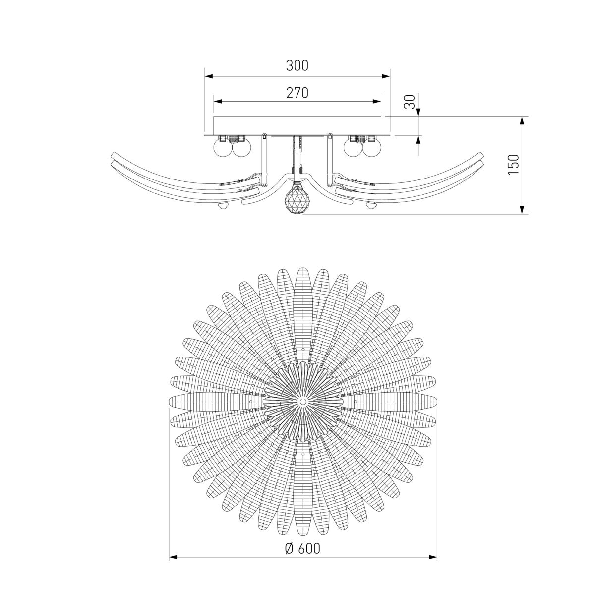 потолочная люстра eurosvet flowers 101015/10 латунь smart a072174