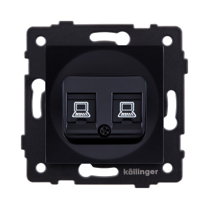 Розетка двойная Ethernet RJ45 Cat.6, черный Kollinger REA-019BK для Aspekt, Eleganz, Reflex