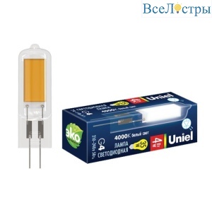 Лампа светодиодная Uniel (UL-00005066) G4 6W 4000K колба прозрачная LED-JC-220/6W/4000K/G4/CL GLZ08TR