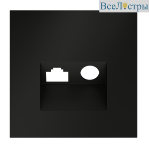 Накладка для розетки TV+RJ45 кат. 6 Voltum S70 (черный матовый) VLS002708