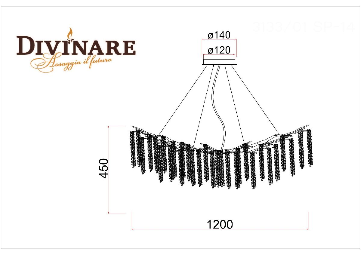 подвесная люстра divinare salice 3133/01 sp-14