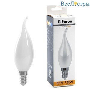 Лампа светодиодная Feron E14 15W 2700K Свеча на ветру Матовая 38260
