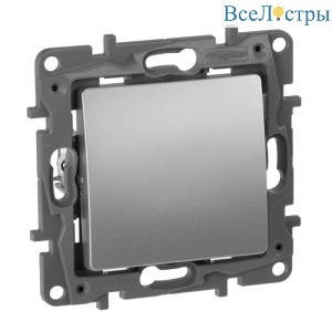 Переключатель одноклавишный Legrand Etika 10A 250V алюминий 672405