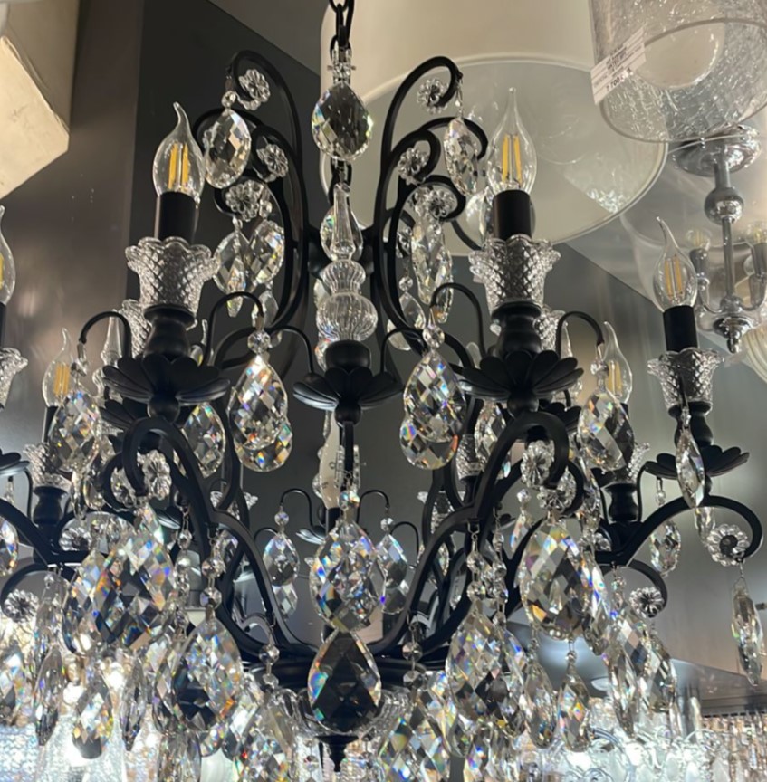 подвесная люстра crystal lux magnifico sp13 black/transparent