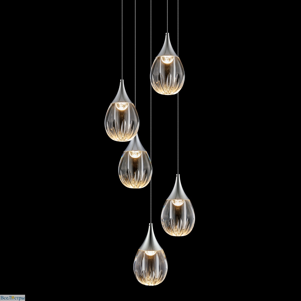 каскадная люстра delight collection stilla md24001004-5a chrome/clear