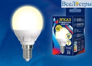 Лампа светодиодная диммируемая (UL-00004302) Uniel E14 7W 3000K матовая LED-G45 7W/3000K/E14/FR/DIM PLP01WH