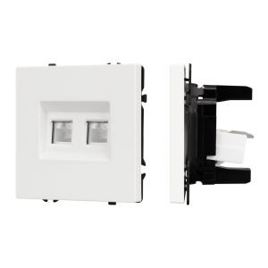 Розетка компьютерная двойная софт-тач белый кварц Arlight SCT-MPC2-SFPL-WH (2хRJ-45, CAT6) 054312(1)