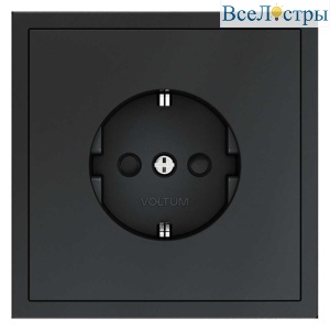Розетка встраиваемая Voltum S70 с заземлением и защитными шторками, 16А, (графит) VLS040207