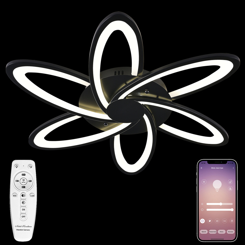 потолочная люстра natali kovaltseva high-tech led lamps 82008 black