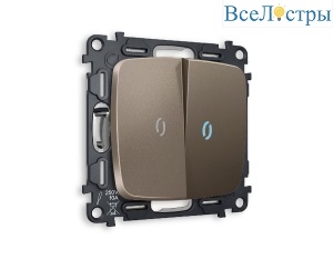 Комплект механизма 2-кл выключателя с подсветкой Ambrella Volt Omega MO634020